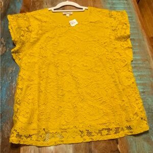 Elegant Yellow Lace Blouse